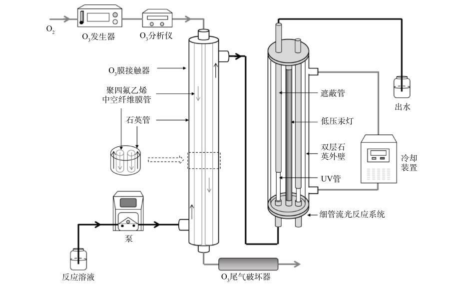 膜接觸 O3 -UV 實驗裝置示意圖